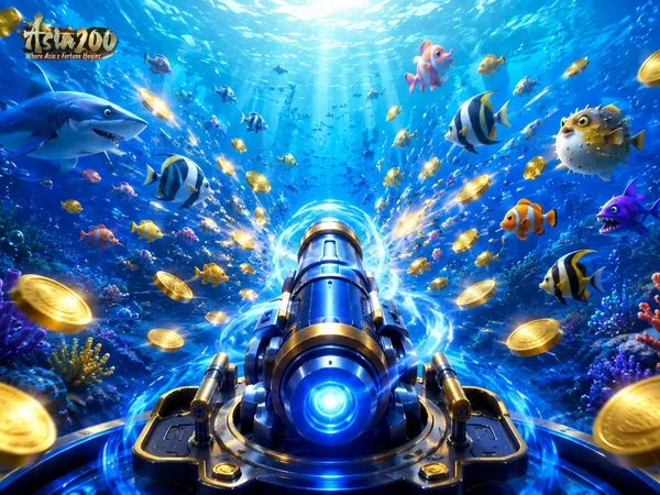 Tampilan meriam dan area permainan King of Fishing